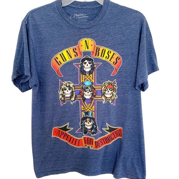 Bravado Blue Guns N Roses Appetite For Destruction Band Tee Medium - Picture 1 of 4